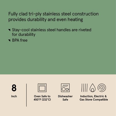 8 Stainless Steel Frypan Silver - Figmint™
