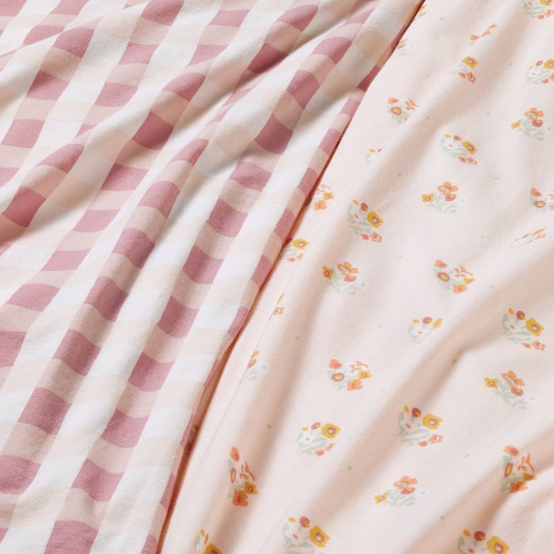 Fitted Jersey Crib Sheet - Floral Gingham Pink - Cloud Island&#8482;, 4 of 6