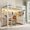 Twin Size Loft Bed with Desk, 4 Fabric Drawers, 2 Storage Shelves,Heavy-Duty Metal Frame with LED Lights, Charging Station, Safety Guardrail & Ladder - 2 of 4