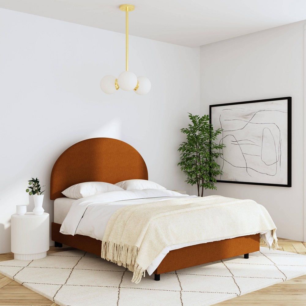 Photos - Wardrobe Queen Adaline Bed in Textured Linen Zuma Amber - Threshold™