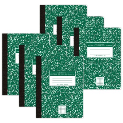 Roaring Spring Paper Products - Composition Book - 5x5 Graph - 9.75" x 7.5" - Green Marble - 100 Sheets - Pack of 6