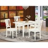 HomeStock 5-Pc Rectangular Linen White Finish Solid Wood Top-Dining Room Set with Butterfly Leaf-Seats 4 - 2 of 4