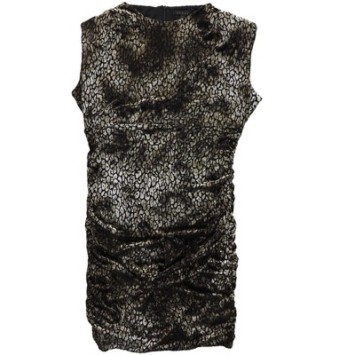 GUESS Womens Belinda Velvet Animal Print Bodycon Dress