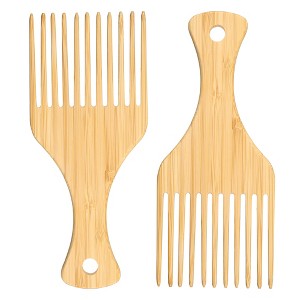 Unique Bargains Wood Afro Hair Pick Combs For All Hairs 7.17"x3.07" 2 Pcs - 1 of 4