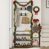 Hall Tree Shoe Bench, Industrial Entryway Bench w/ 8 Hooks, 5-in-1 Hall Tree w/ Drawer, Coat Rack, Retro Brown. - 3 of 4