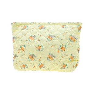 Unique Bargains Floral Quilted Clutch Makeup Bag Yellow Orange 1 Pc - 1 of 3