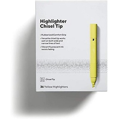 MyOfficeInnovations Tank Highlighter with Grip Chisel Tip Yellow 36/Pack 24376637