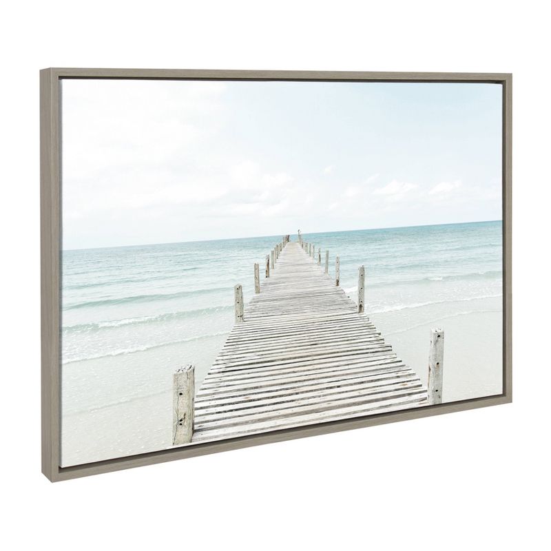 Sylvie Wooden Pier on Beach Framed Canvas by Amy Peterson Gray- Kate & Laurel All Things Decor, 2 of 7