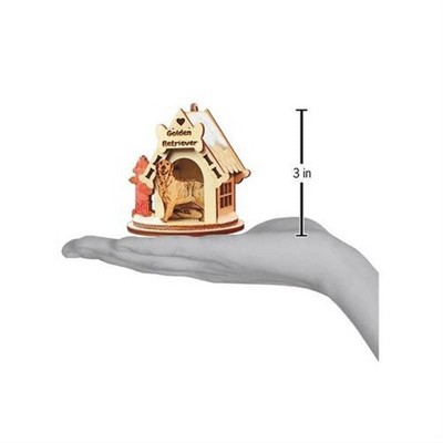 Golden Retriever Wooden Doghouse Christmas Ornament with Light