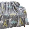 Dino Friends Micro Plush All Season Throw Blanket 50" X 60" Gray by Plazatex - 3 of 4