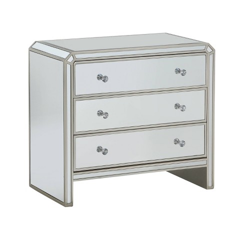 Luxe Mirrored 3 Drawer Chest Silver Treasure Trove Target