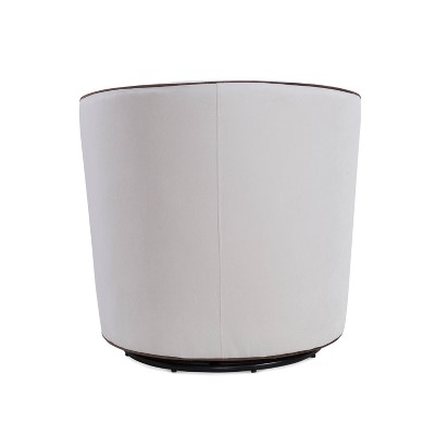 Keely Cream Velvet Barrel Swivel Accent Chair