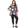 Women's Plus Size Floral Printed Blanche Tunic Top with Pockets - White Mark - 2 of 3