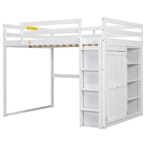 YOOCOZZ Full Loft Bed with Wardrobe, Shelves & LED Light - 1 of 4