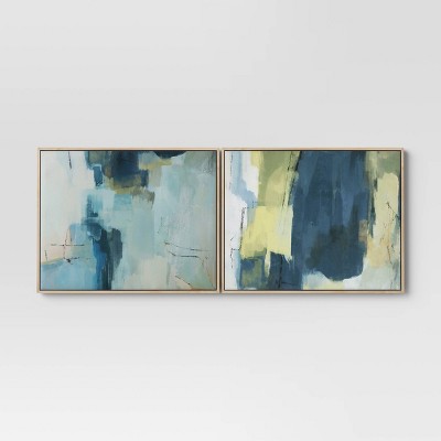 (Set of 2) 24 x 30 Faded Landscape Framed Wall Canvases Natural -  Threshold™