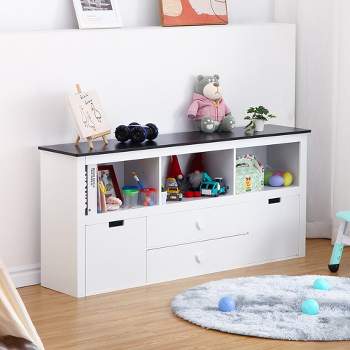 Whizmax Kids Toy Storage Organizer--Toy Storage Cabinet with Bookshelf-Movable Drawers & Blackboard Top,White