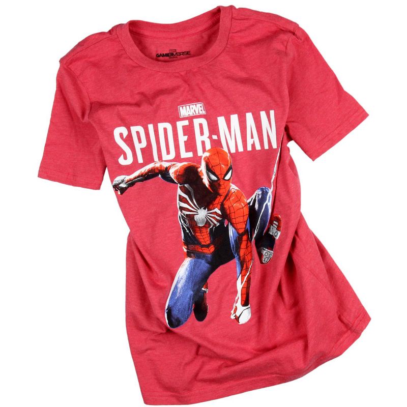 Marvel Boy's Girl's Spiderman T-Shirt Web Swinging Pose Graphic Red, 3 of 4