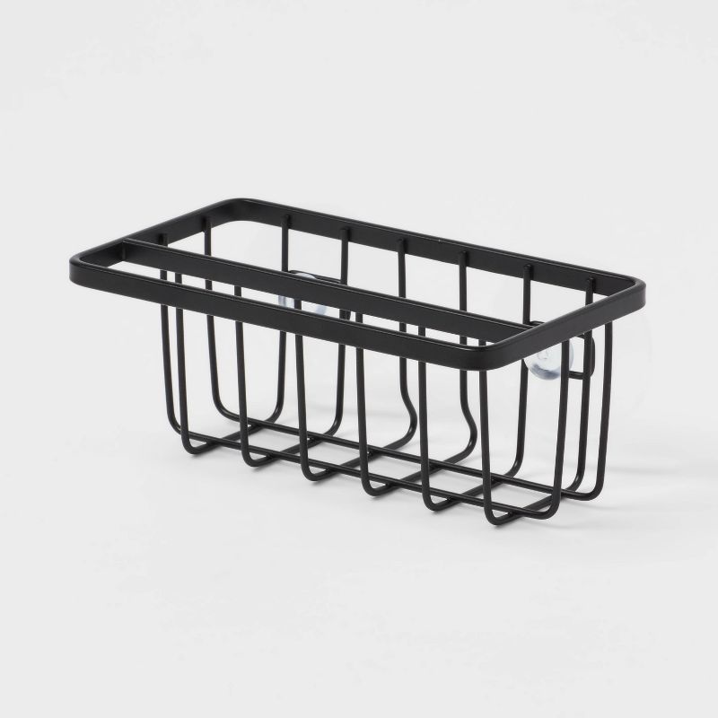 Small Steel Suction Sink Caddy with Rag Holder Black - Brightroom&#8482;, 1 of 5