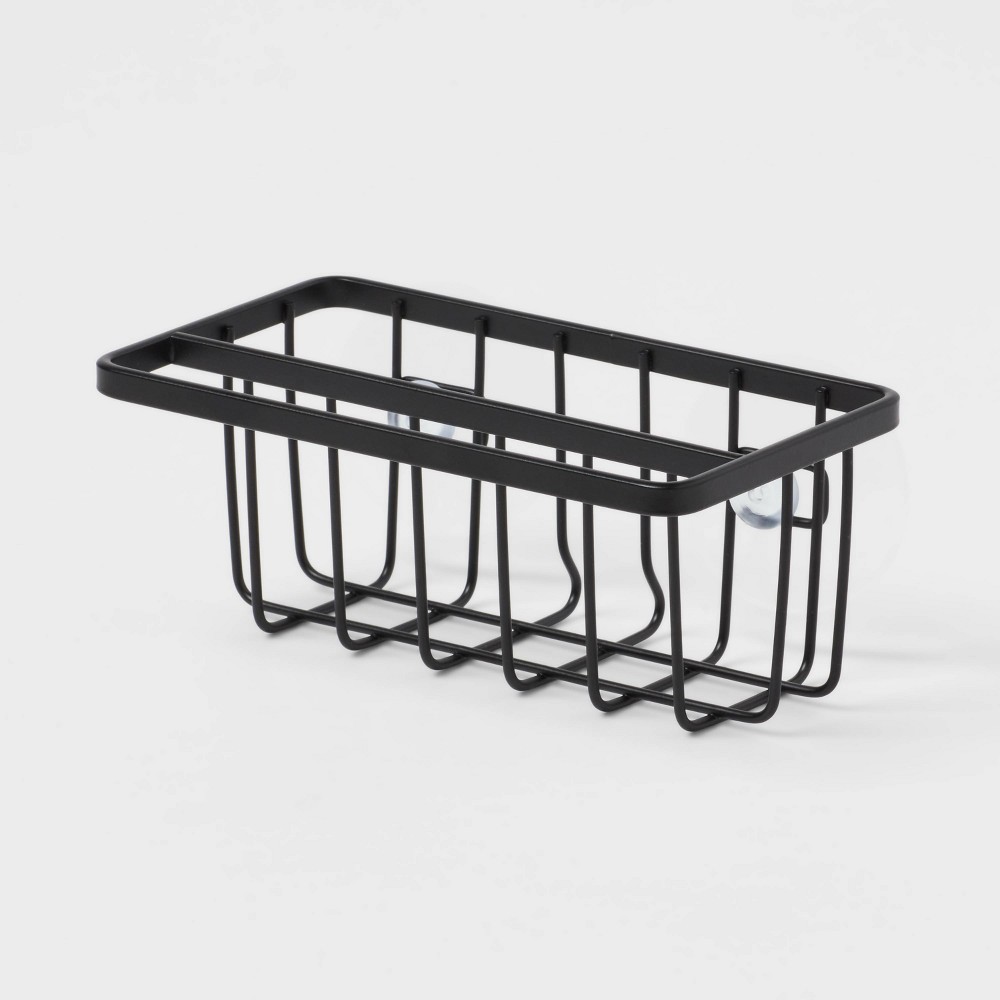 Small Steel Suction Sink Caddy with Rag Holder Black - Brightroomâ„¢