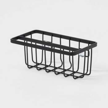 Small Steel Suction Sink Caddy with Rag Holder Black - Brightroom™