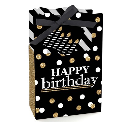 Big Dot of Happiness Adult Happy Birthday - Gold - Birthday Party Favor Boxes - Set of 12