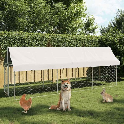 VidaXL Outdoor Dog Kennel with Roof 157.5 in.x39.4 in.x59.1 in.