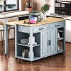 Rolling Kitchen Island With Extendable Table And Power Outlet,Kitchen Island Cart With Internal Storage Rack,2 Drawers And 2 Cabinet -Maison Boucle - 3 of 4