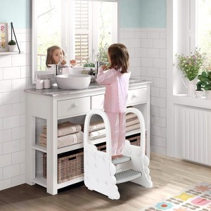 Toddler Step Stool for Bathroom Sink, Adjustable 2 Step Stool ith Handles and Non-Slip Pads for Kids Toilet Potty Training - 1 of 4