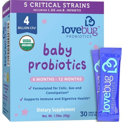 Photo 1 of *EXPIRE June 2023*
LoveBug Probiotics USDA Organic Probiotic for Babies - 6 - 12 Months - 30 Packets