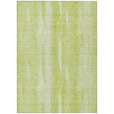 Artichoke Green And Ivory Botanical Leaves Washable Indoor Outdoor Area Rug