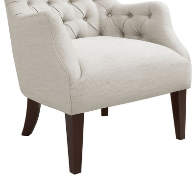 Ivory Elegance Tufted Wingback Accent Chair with Tapered Legs