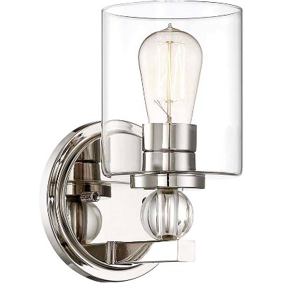 Minka Lavery Modern Wall Light Sconce Polished Nickel Hardwired 6 1/4" Fixture Glass Shade for Bedroom Bathroom Vanity Living Room