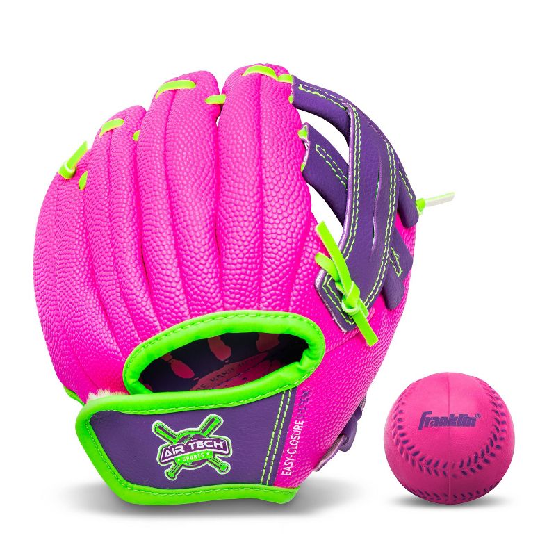 Franklin Sports Air Tech Series 8.5&#34; Teeball Gloves - Pink/Purple, 1 of 4