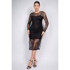 Slickblue Women's Lace Midi Dress With Rhinestones, Mesh Detail, Side Slit Evening Style, Black/Grey/Tan, Size S-L - 2 of 4