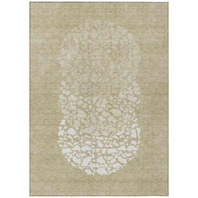 Beige Tan And Taupe Abstract Washable Indoor Outdoor Area Rug