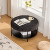 Rectangle/Round Upholstered Ottoman Upholstered Bench Bed Footstool End Stool Footrest, Beige/Brown/Charcoal-ModernLuxe - 2 of 4