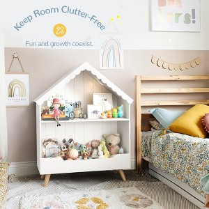 Arceso Kids Dollhouse Bookshelf, Bookcase with Motion-Activated Light, 2-Tier Toy & Book Display - 1 of 4