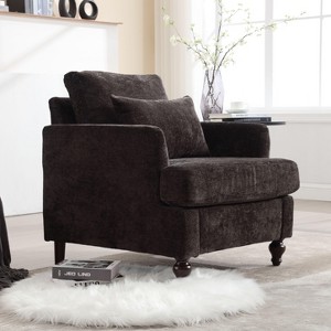 CAVINAS Chenille Upholstered Accent Chair with Solid Wood Frame,Comfortable Arm Chairs for Bedroom,Reading Room,Beige - 1 of 4