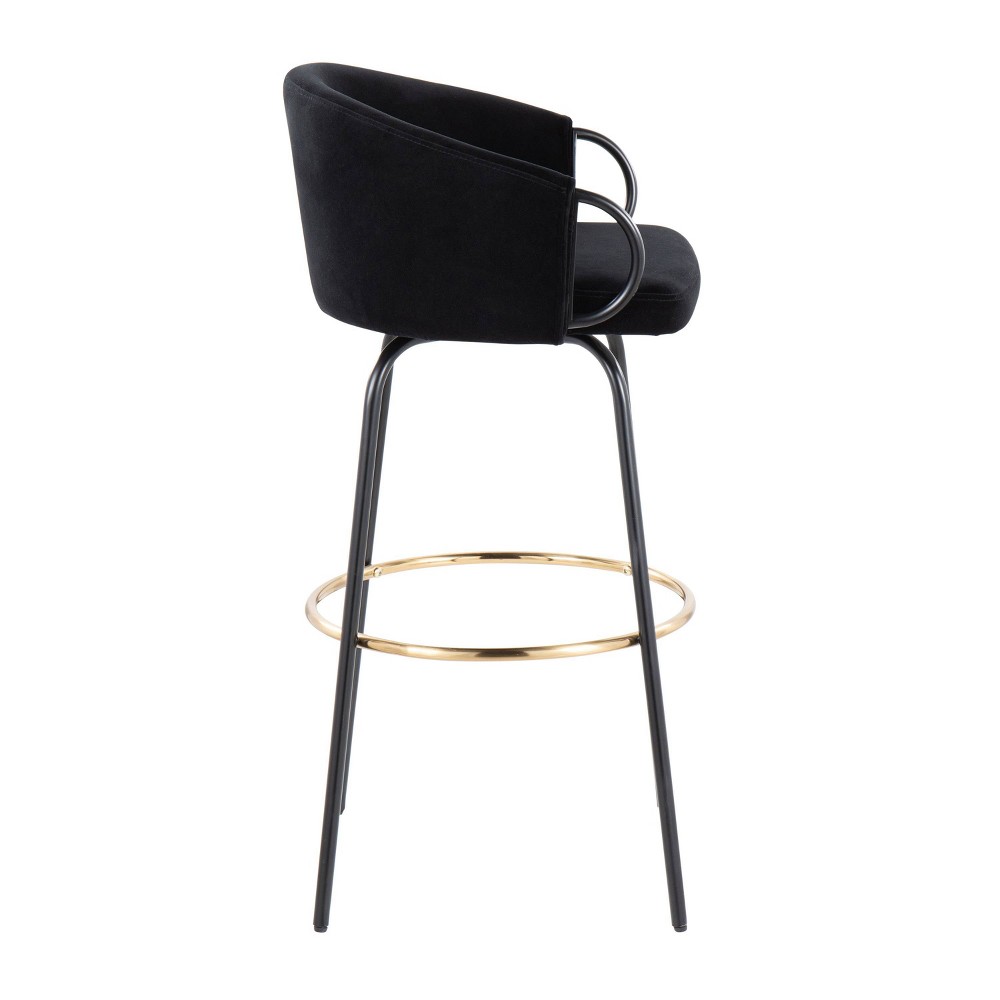 Set of 2 Claire Barstools Black - LumiSource: Upholstered Velvet, Swivel, Metal Frame, Fixed Height