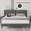 Queen Size Upholstered Bed Frame with USB Charging Ports, Adjustable Headboard & Linen Fabric, No Box Spring Needed, Heavy Duty Mattress Foundation - 3 of 4
