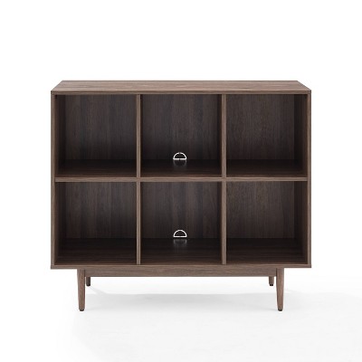Adjustable Walnut 48" 6-Cube Bookcase with Tapered Legs