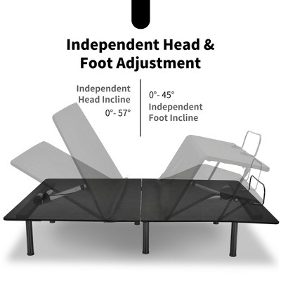 Queen Adjustable Black Metal Frame Bed Base with Remote Control