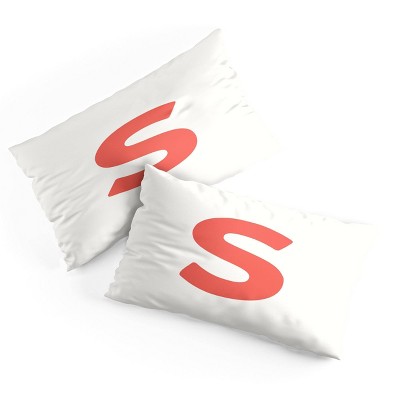 Deny Designs King April Lane Art Block Red Monogram S Microfiber Printed Pillow Sham
