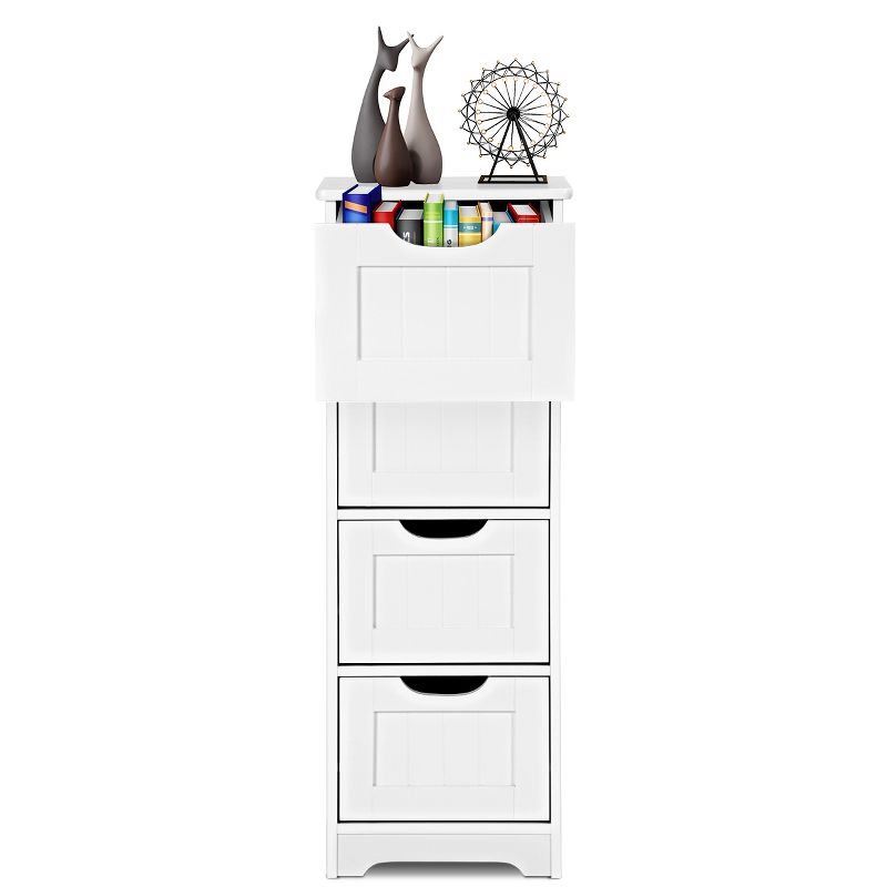 Tangkula 4 Drawers Bathroom Storage Cabinet Free-Standing Side Storage Organizer, White, 4 of 10