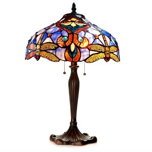 Chloe Lighting Julia Tiffany-style 2 Light Dragonfly Table Lamp 17" Shade - 1 of 4