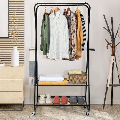 Racxily Rolling Clothes Rack, Garment Racks, Heavy Duty Clothes Stand, Foldable Clothing Hanger with Wheels