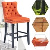 QingMoon Velvet Upholstered Barstools, Button Tufted Counter Chairs Set of 2 with Nailhead Trim and Wooden Legs for Kitchen, Cafe, Pub - 3 of 4