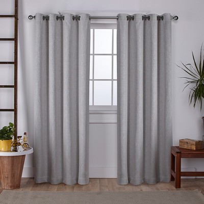 Vesta Heavy Textured Linen Woven Room Darkening Grommet Top Window Curtain Panel Pair Exclusive Home