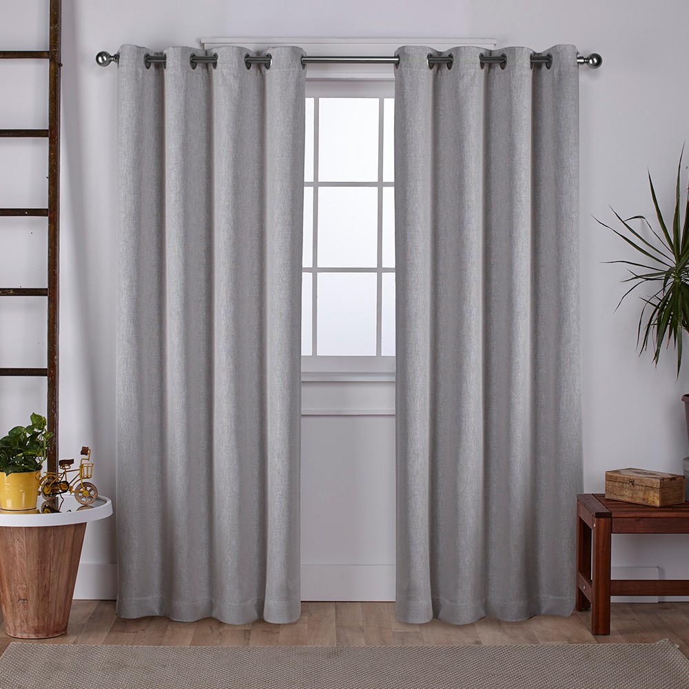 Photos - Curtains & Drapes Set of 2 108"x52" Vesta Heavy Textured Linen Woven Blackout Window Curtain