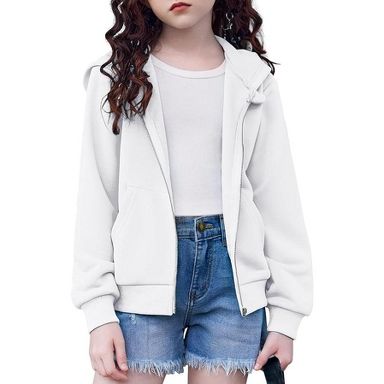 Arshiner Girls Zip Up Cropped Hoodies Teen Casual Long Sleeve Full